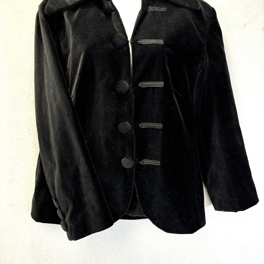 Vintage Newport‎ News Velvet Blazer Jacket Womens 16 Black Steampunk Military XL - Picture 4 of 14